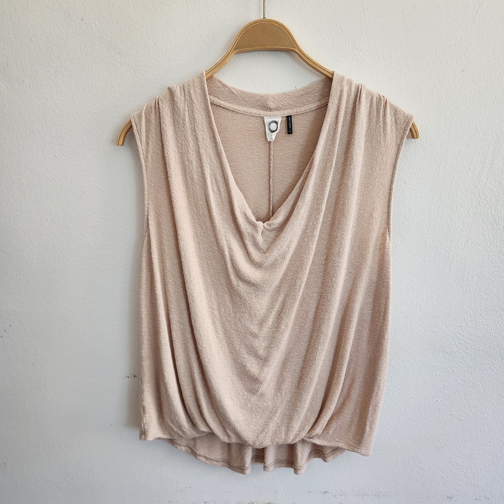 Anthropologie Akemi Kin Sleeveless Cowl Neck Blouse Small Petite Taupe Lagenlook
